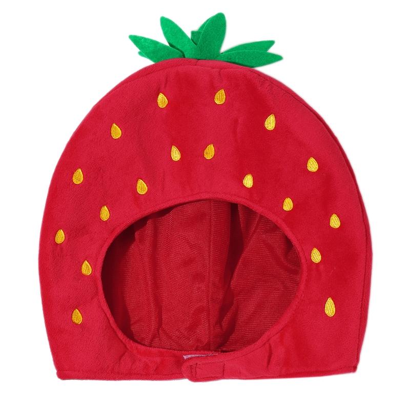 Cute Red Strawberry Plush Headgear Cartoon Fruits Headgear Hat Windproof Photo Prop Unisex for Winter Outdoor Activities 1