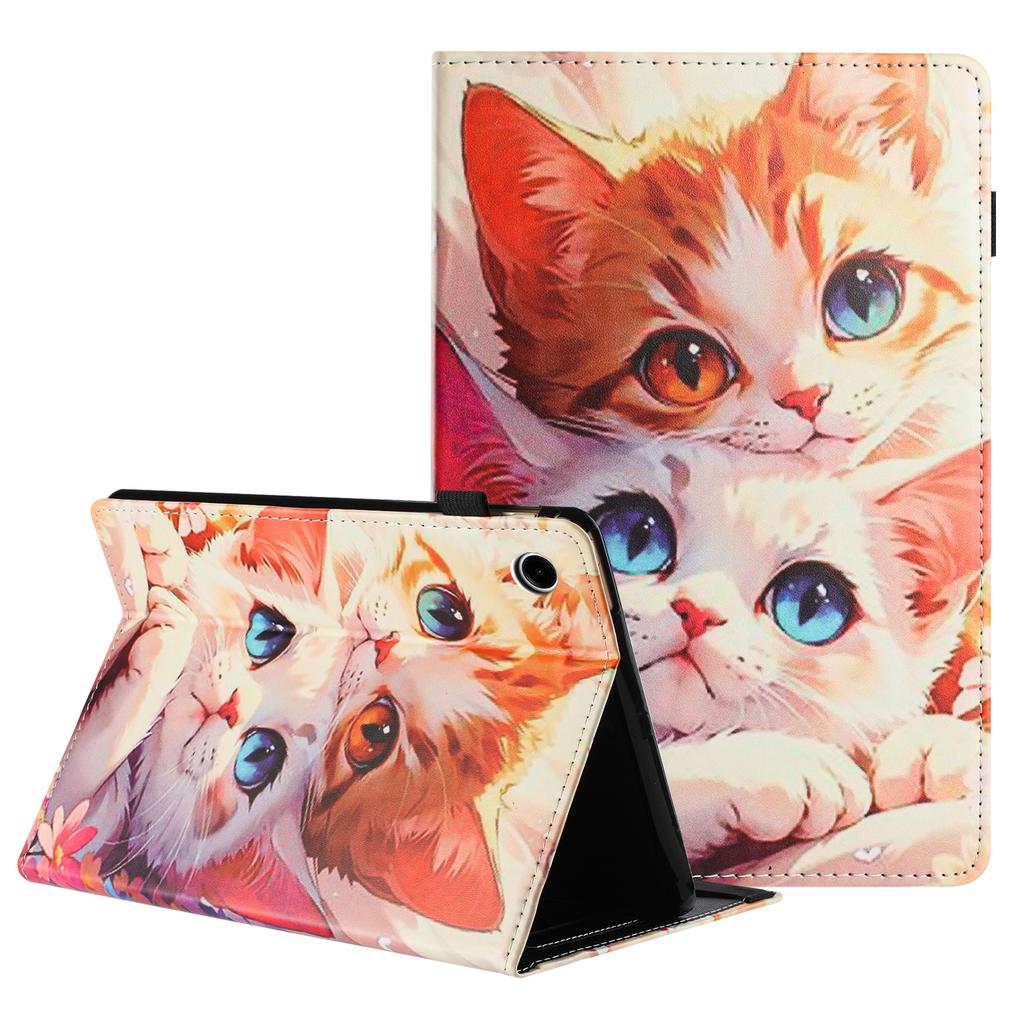 For Samsung Galaxy Tab A9+ Tablet Case Litchi Texture Pattern Printing Leather Cover Auto Sleep/Wake with Card Holder