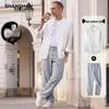 SHANSHAN Men's 100% Linen Stand-Up Collar Shirt & Pants Set
