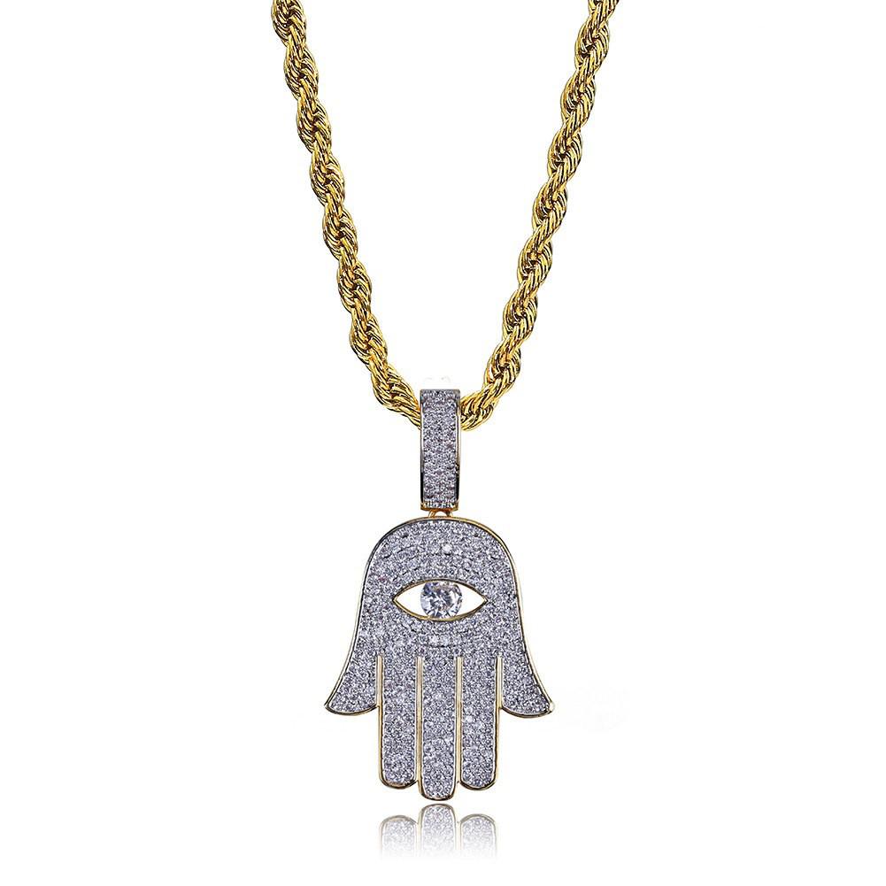 Men's Trendy Retro Fatima Hand Zircon Necklace