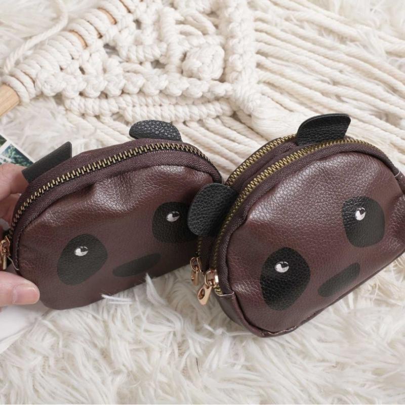 Creative Double Layer Coin Purse Panda Shape Multifunctional Key Bag Zipper Portable Small Handbag