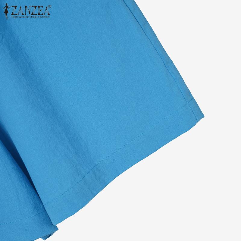 ZANZEA Women Short Sleeve Blouse and Shorts Summer Two Piece Suit Sets