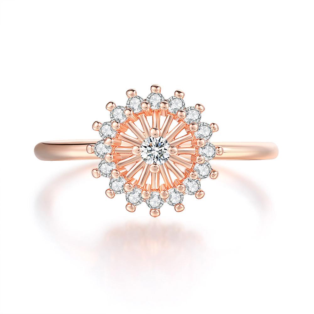 Trend Y2k Sparkling Flower Finger Rings For Women Girls Rose Gold Color Zircon Crystal Dating Romantic Ring Fashion Jewelry R080