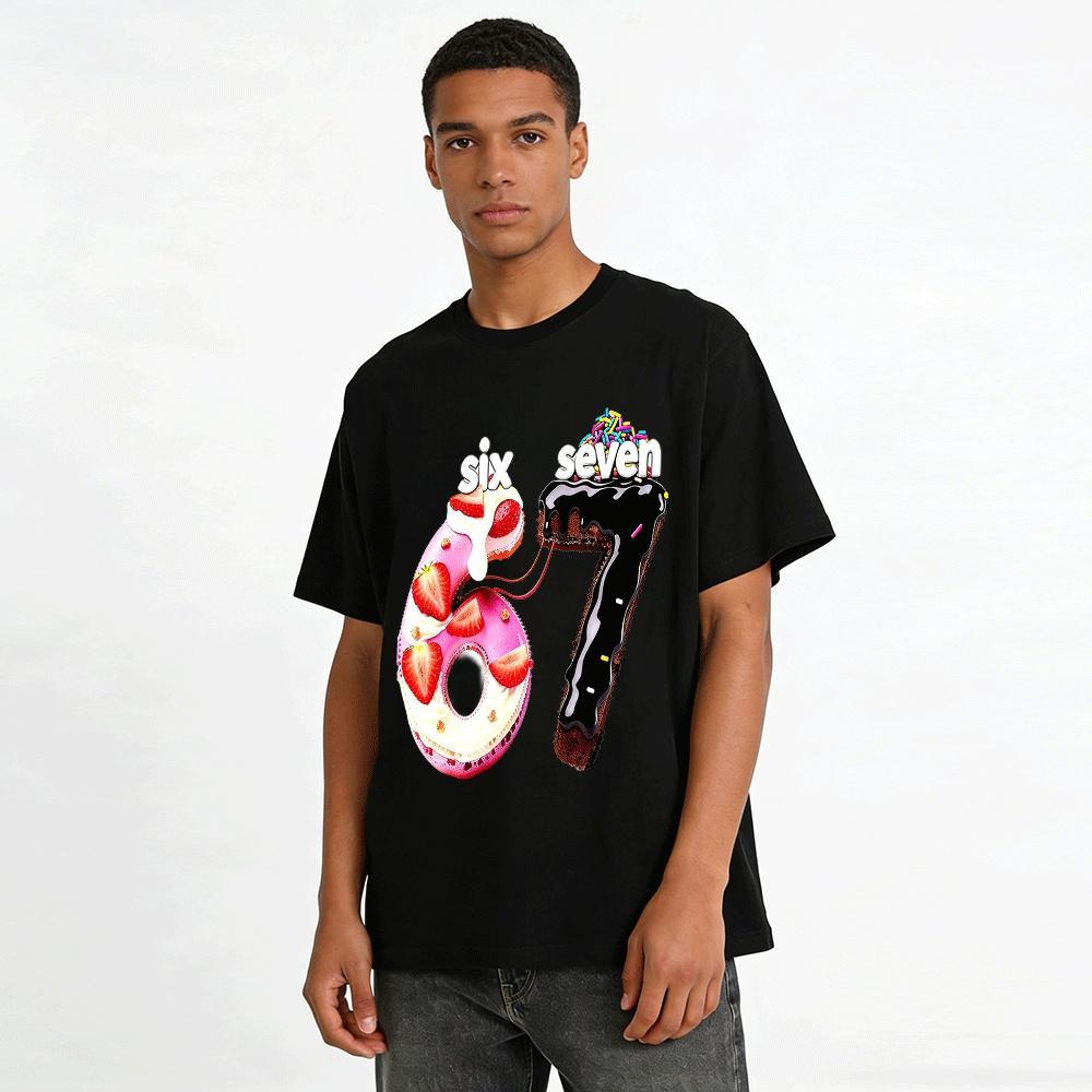 Sweet Dessert Number 67 Print Top Casual Food Style T-Shirt For All Pure cotton T-shirt