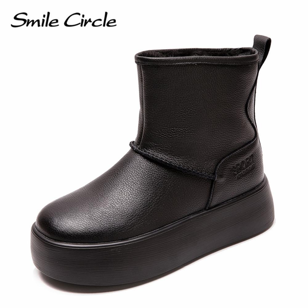 Damen-Schneestiefel aus echtem Leder, Plüsch, warm, Stiefel mit dicker Sohle, modisch, bequem, lässig