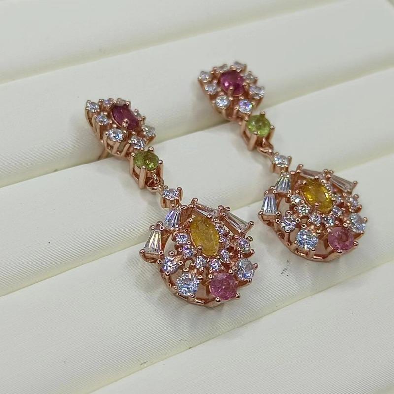 Sace Gems Earring for Women 925 Sterling Silver Natural Tourmaline Stud Earrings Wedding Party Fine Jewelry Eardrop Gift