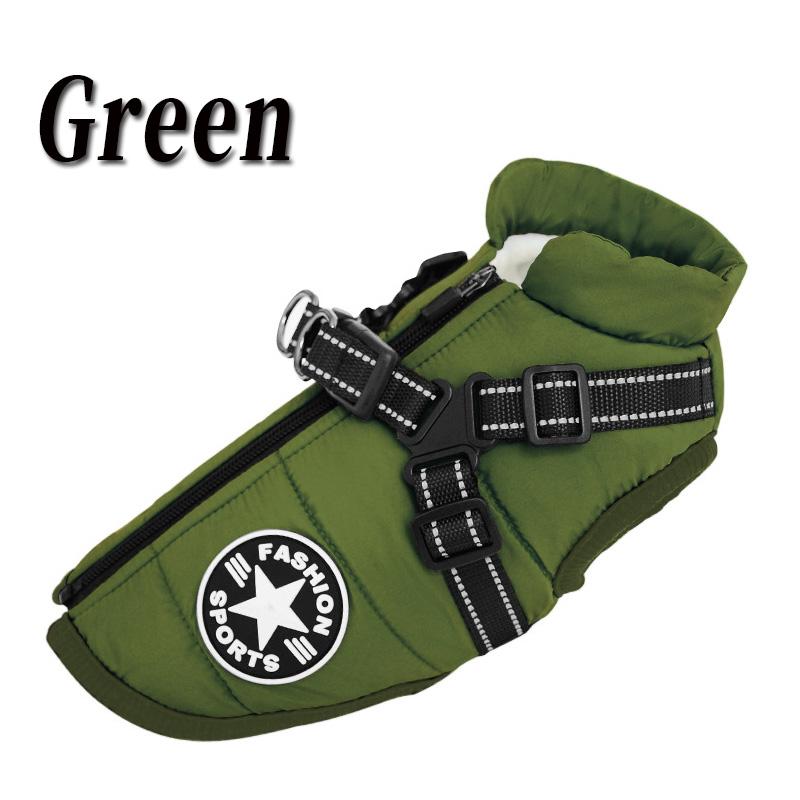 Winter Waterproof Dog Clothes with Harness Warm Pet Dog Cotton Jacket for Small Large Dogs Puppy Clothing French-Bulldog Coat