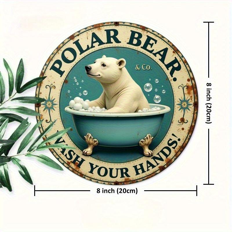 

2d Flat 20*20cm, Circular Wooden Logo, Polar Bear Hand Sanitizer Sign, Home Gift Window Decoration, Porch, Room, Home, Wall Decoration Gift. 20*20cm