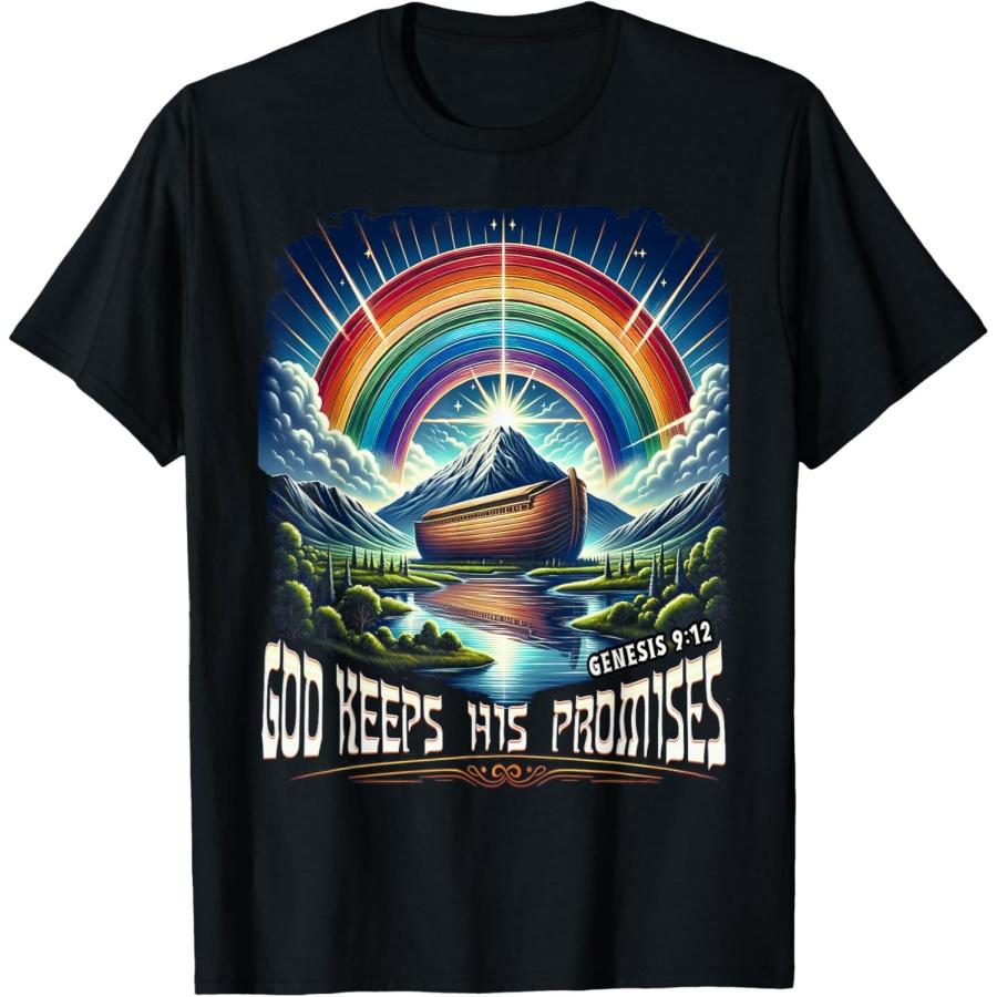 

God Keeps His Promises Genesis 9_12 Bible Verse Tee T-Shirt XXXXXL чорний