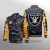 Thickened NFL Leather Jacket Printed Large Size Gift Spring and Autumn Thin Men's Bike Jacket Raiders Baseball Uniform
