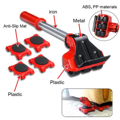5Pcs/Set Furniture Dropshipping Mover Transport Set Quick Moving Tools Lifter Heavy Stuff Mover 4 Wheeled Roller Hand Tools