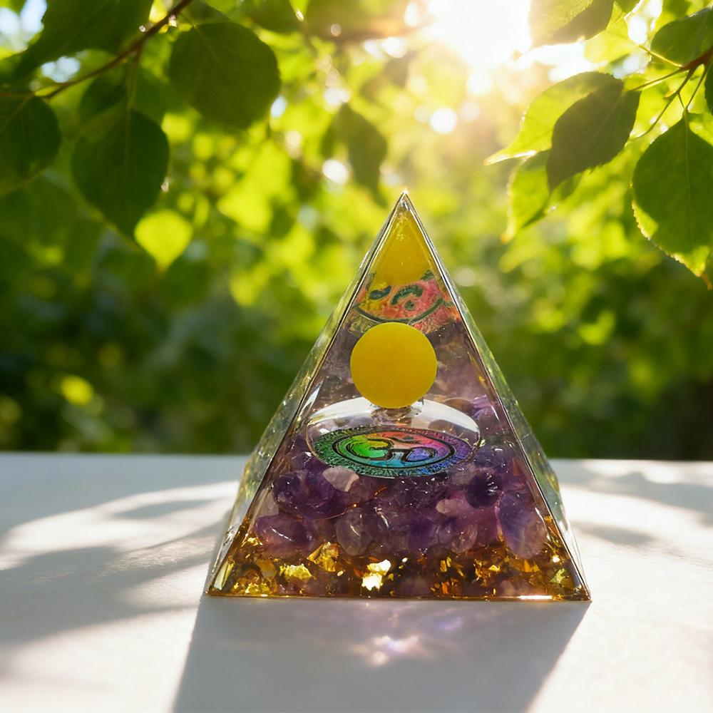 Křišťálová Orgonová Pyramida Generátor Energie 5 cm Přírodní Ametyst Peridot Reiki Čakra Meditační Nástroj Vánoční Dárek Pro Rodinu