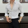 Striped Season Men's Shirt Plus Velvet Korean Style Trendy Slim Warm Casual Cardigan No-iron Long-sleeved Business Top