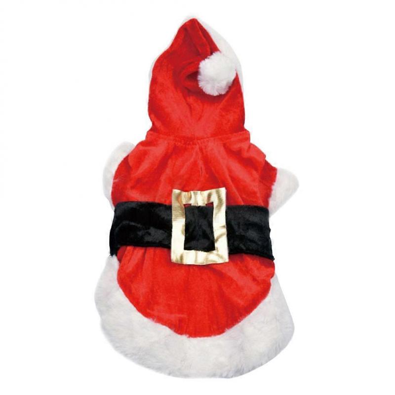 Dog Vest Xmas Santa Dog Costume for Photo Shoot 2Pcs Red Hoodie Sweater