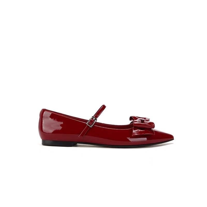 

Fashion French pointed-toe bow flat Mary Jane shoes for women 2025 new style retro shallow-toe elegant commuter single shoes 35