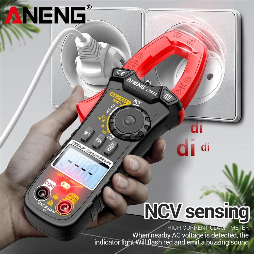 Portable ANENG CM83 Digital Clamp Multimeter Tester 4000 Count AC DC Current Voltage Capacitance Voltmeter NCV Sense Ohmmeter High Precision Test Tool