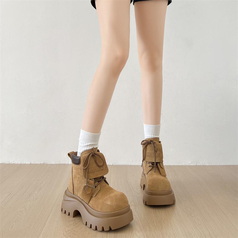 Queen Fan retro small man thick-soled heightening Martin boots women's 2025 new autumn thin versatile short boots