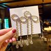 Fashion Long Tassel Full Rhinestone Drop Earrings for Women Bowknot Crystal Dangle Earrings Jewelry Gifts