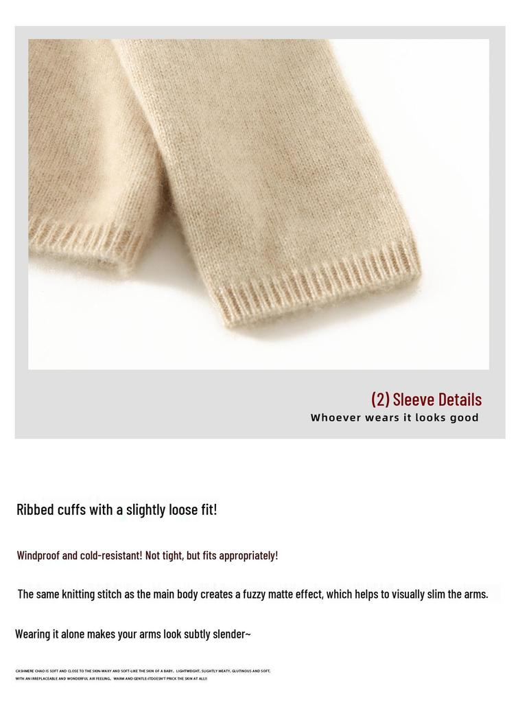 Versatile Women's Slim Cashmere Sweater - Autumn/Winter 2025, Half-High Neck, White Pullover