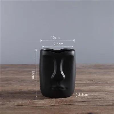 Nordic Minimalist Ceramic Abstract Vase Black and White Human Face Creative Display Room Decorative Figue Head Shape Vase