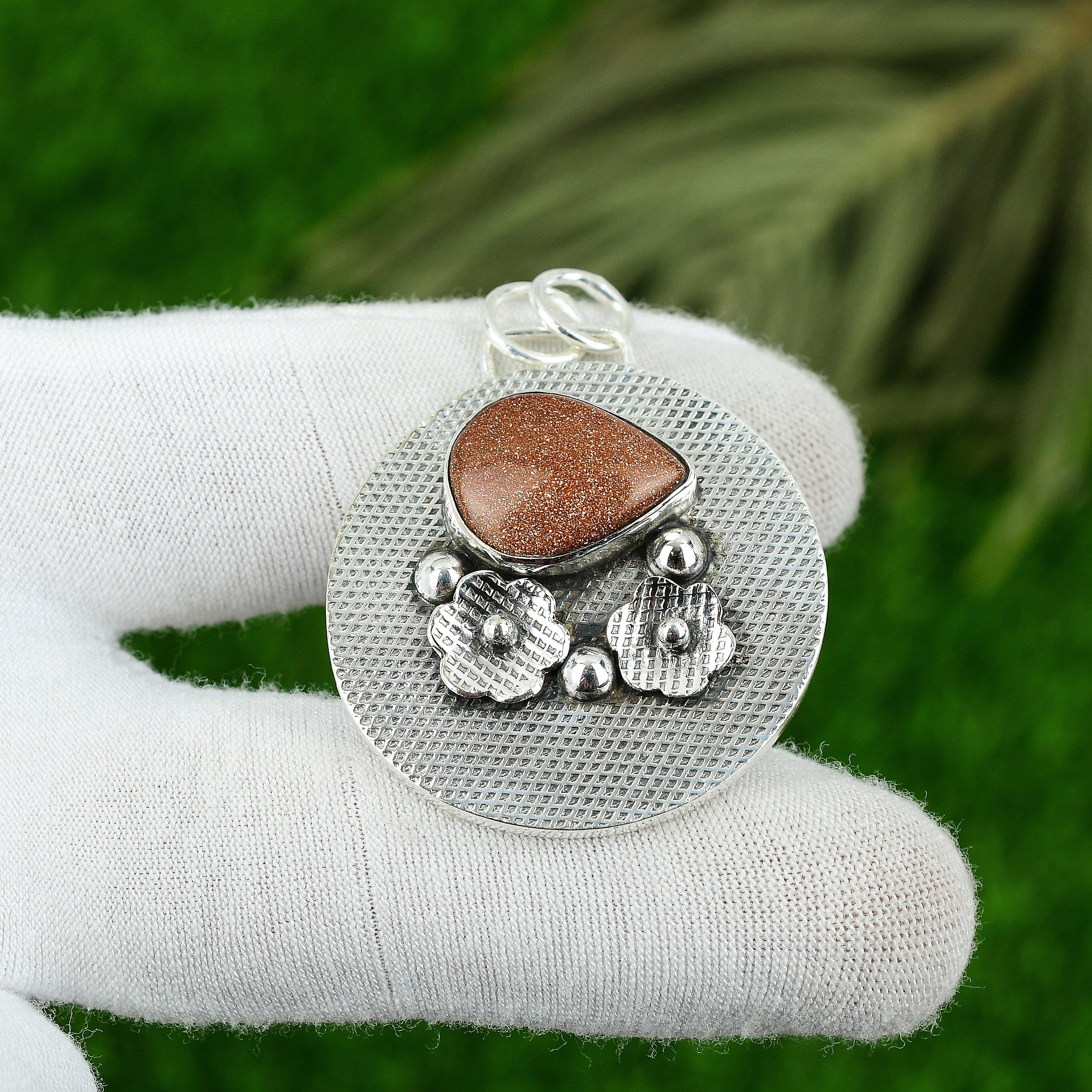 Natural Sun Sitara Gemstone Indian Jewelry 925 Sterling Silver Pendant For Women