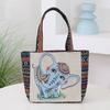 Cartoon embroidered canvas handbag women's bag casual handbag office worker small satchel