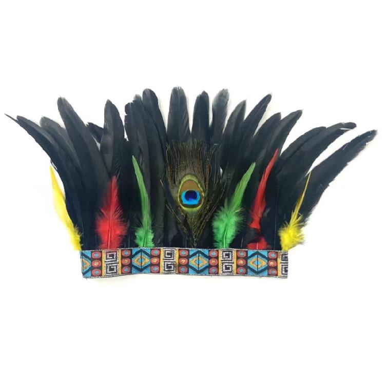 Natives American Costume Hairband for Carnivals Party Festival Props Feathered Hairband Indian Hairhoop Cosplay Headwear