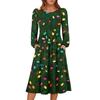 Damen Weihnachten Bedrucktes Modisches Lockeres Rundhalskleid