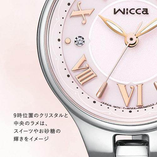 Citizen Watch Wicca Solar Tech Radio Wave Waterproof Date Large Dial Pink Silver CITIZEN Wicca Simple Adjust Radio Solar KS1-813-91 Women's Silver