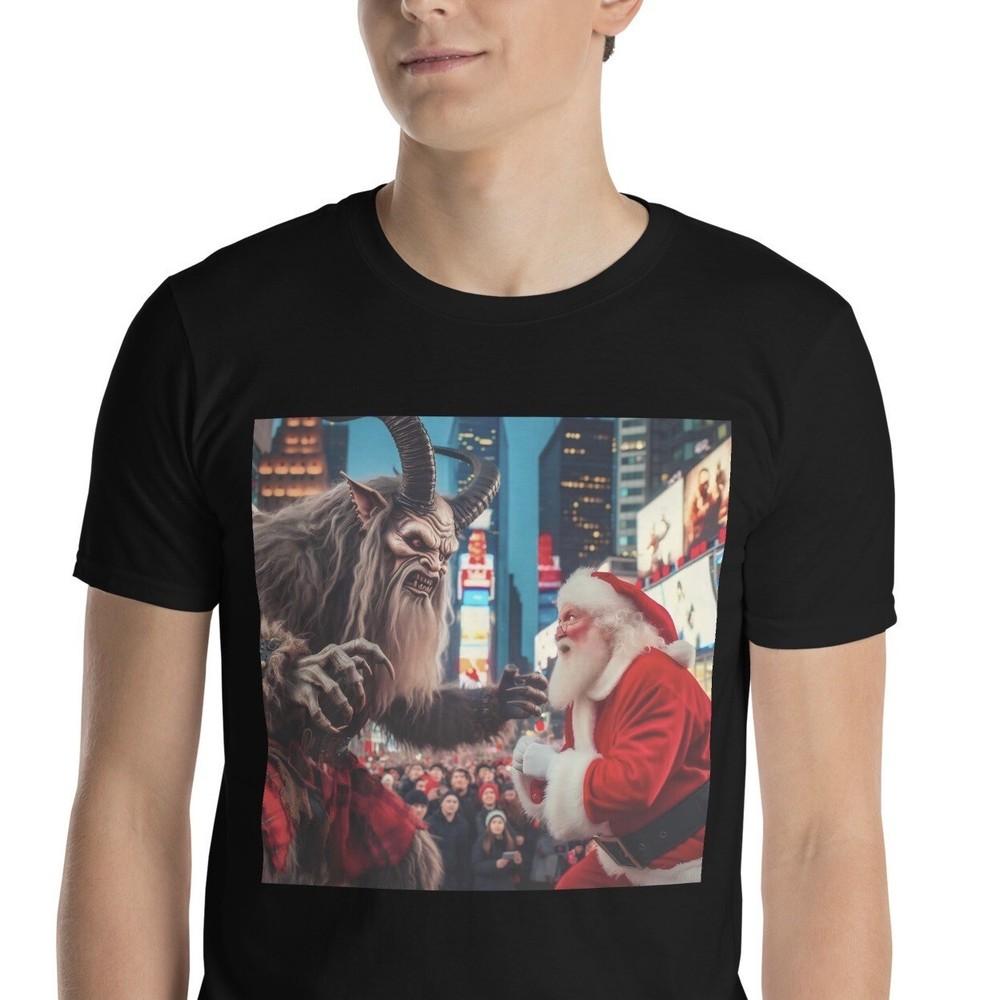 

Christmas Santa Clause Vs Krampus Funny Horror Short-Sleeve Unisex T-Shirt 4XL