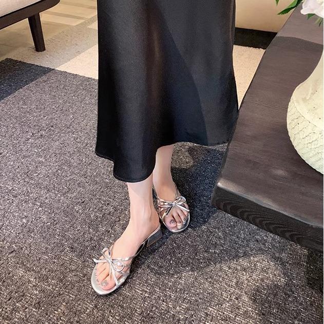 Grape mother French high-heeled sandals women's versatile small thick heel open-toed Roman cool slippers women's outer wear Huizhou women's shoes