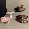Thick-soled Bag Head Half Slippers Women's Summer Wear New Silver Sandals French Evening Breeze Inner Height Increase Mary Jane Single Shoes