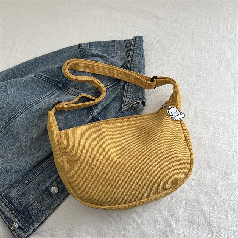 New Candy Color Waffle Art Student Versatile Simple Daily Women's Shoulder Crossbody Bag