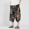Chinese style men's summer new printed large pants beach pants large size trend loose zen seven-point Harlan pants