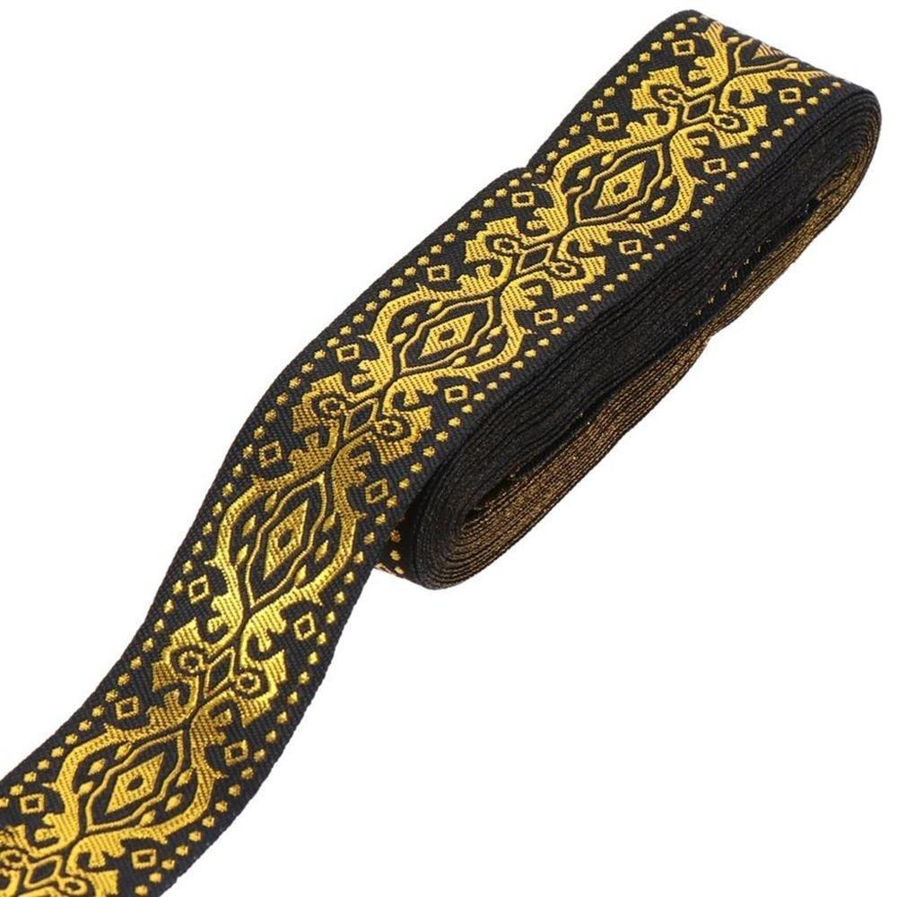 1.3 Inch Wide Jacquard Woven Fabric Ribbon Fringe Trim Flat Gold Gold Glitter Embroidery Ribbon Lace Accessories