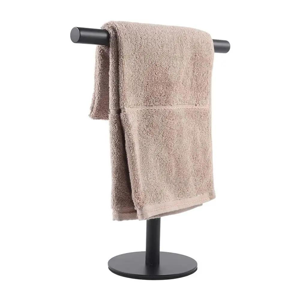 Mordern Hand Towel Holder T-Shape Standing Towel Rack Countertop Stainless Steel Towel Storage Organizer for Bathroom or Kitchen