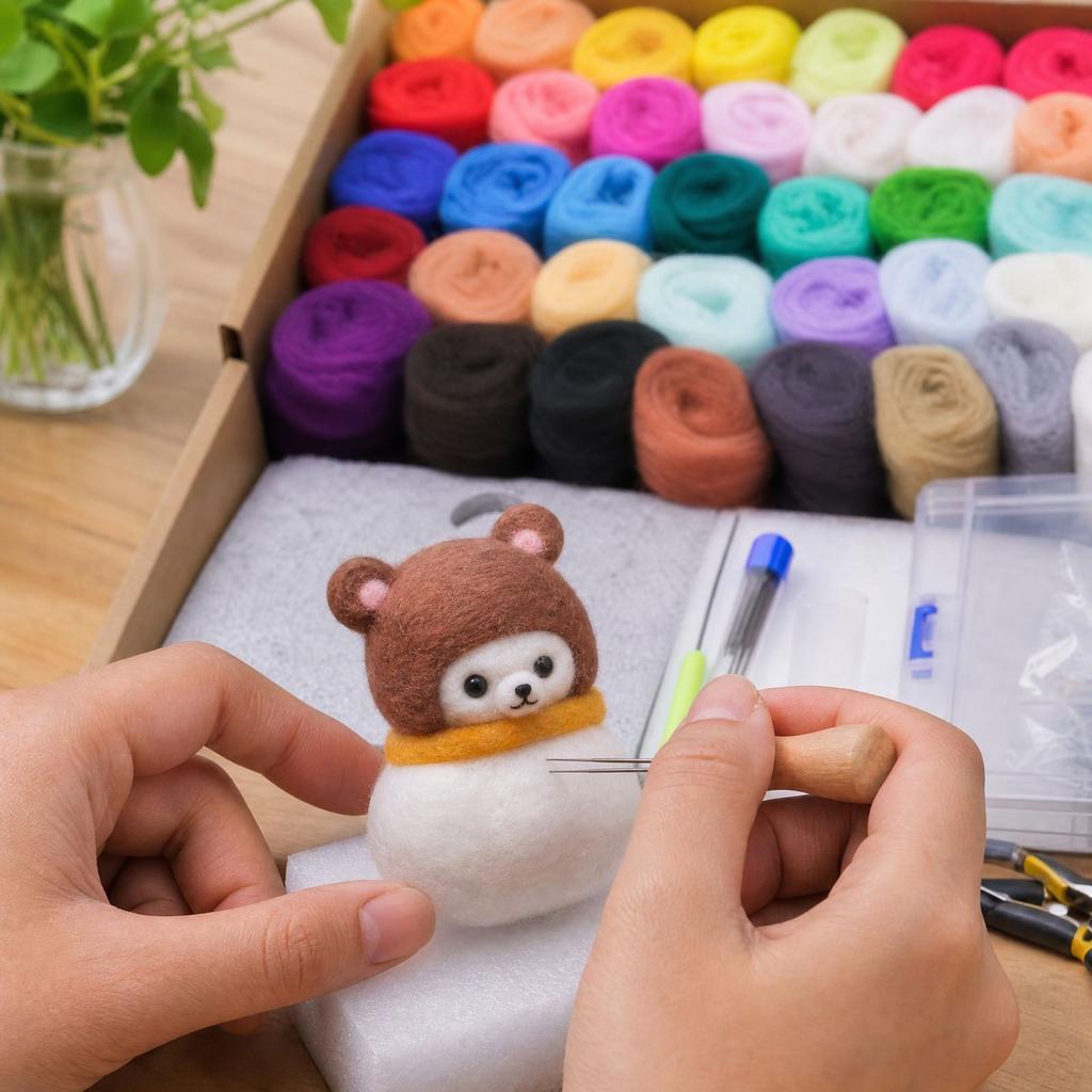 Needle Felting Kit with Wool and Tools for DIY Projects