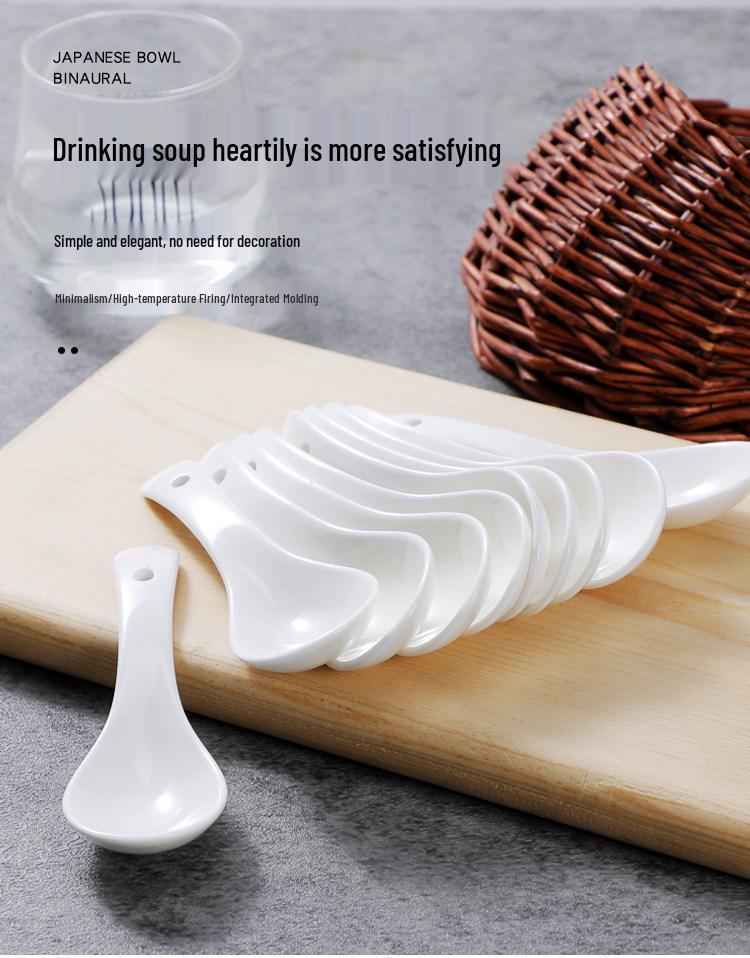 2024 Kreativer Keramik-Suppenlöffel Weißer Schöpflöffel zum Essen und Trinken