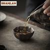 Handmade Gold Pointing Gilded Glazed Teacup Retro Ceramic Master Cup Tea Cushion Personal Single Tea Bowl Base Kung Fu Teaware