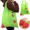 1pc Reusable Grocery Shopping Bag | Leak Proof, Square Shape, Foldable Tote With Cute Strawberry Design And Clutch Accessory