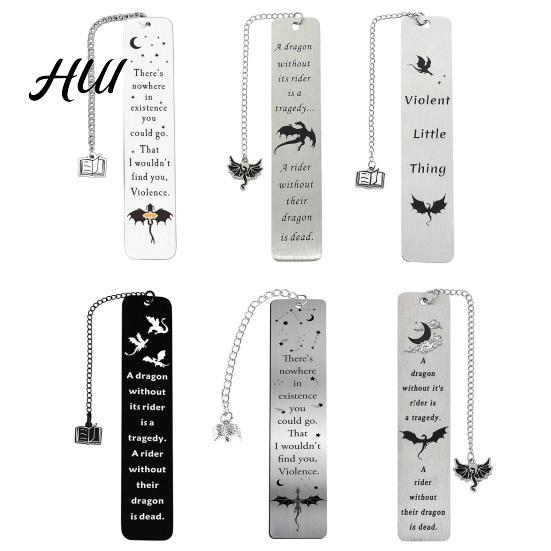 Elegant Metal Bookmark Pterosaur Bookmark, Stainless Steel Fourth Wing Design Page Marker with Dinosaur Black Tassel, Unique Literary Gift for