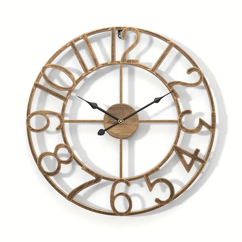 

Retro Personality Digital Clock Creative Wrought Iron Living Room Decorative Hanging Clock Watch Home Decoration Wholesale (as the picture,34CM)