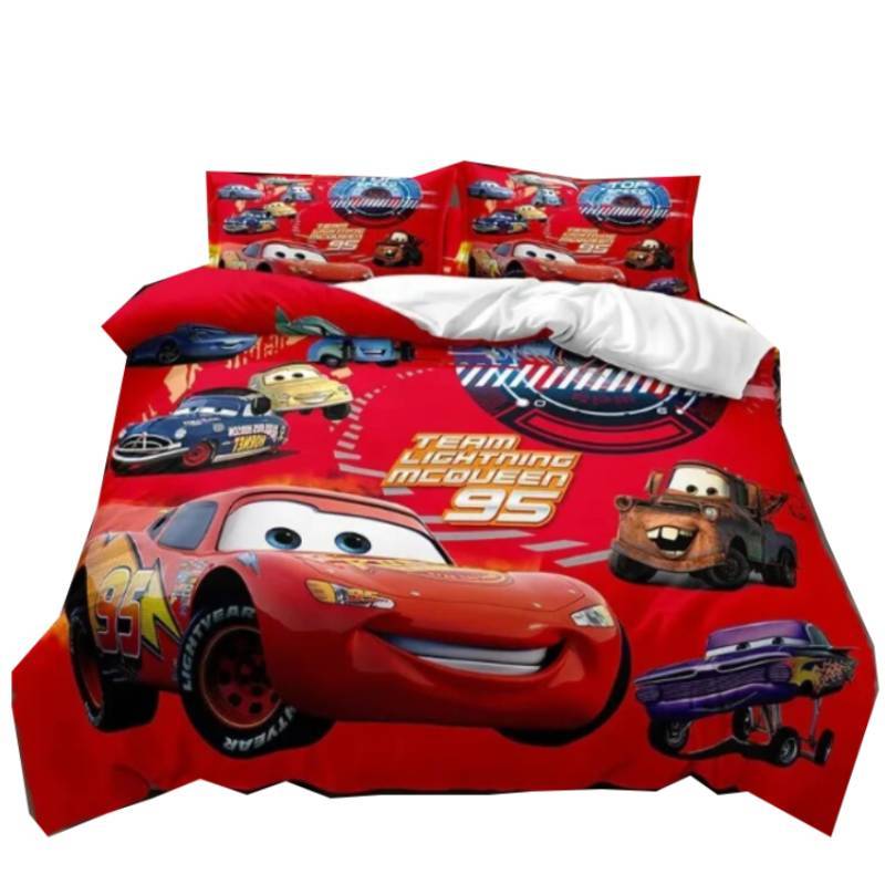 Print Cars Lightning Design Bedding And Pillowcase Three Piece Set Decor