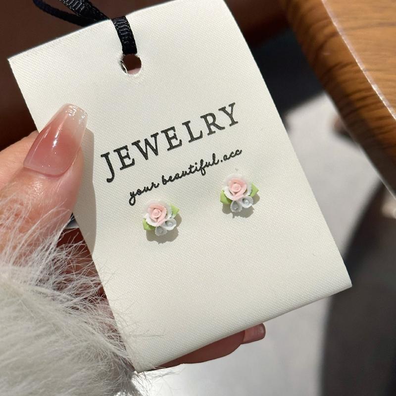 6Pair Simple Cute Colorful Flower Earrings Set For Women Girls Creative Sweet Flower Stud Earrings Party Trendy Jewelry Gifts