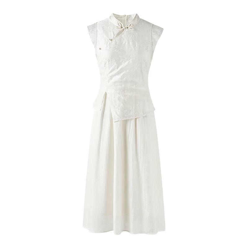 Elegant Stand Collar Sleeveless A-line Midi Dress