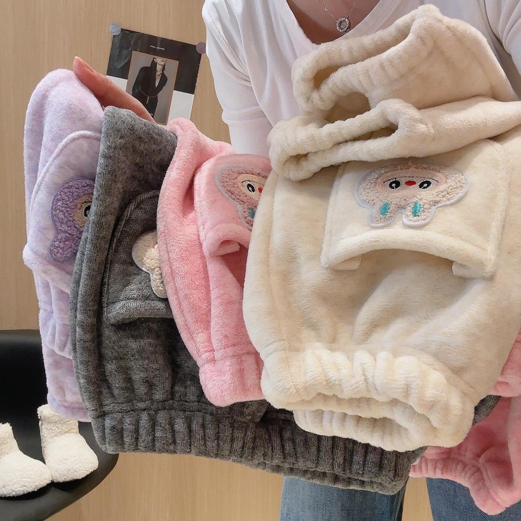 Koala Fleece Winter Colorful Girls' One-Piece Thickened Cashmere Silk Warm Long Pants