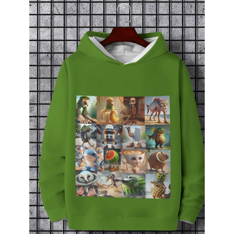 Boys Clothes Italian Brainrot Pullover Hoodies Autumn Fashion Outdoor Long Sleeve Thin Hooded Sweatshirt Perfect Gift for Kids