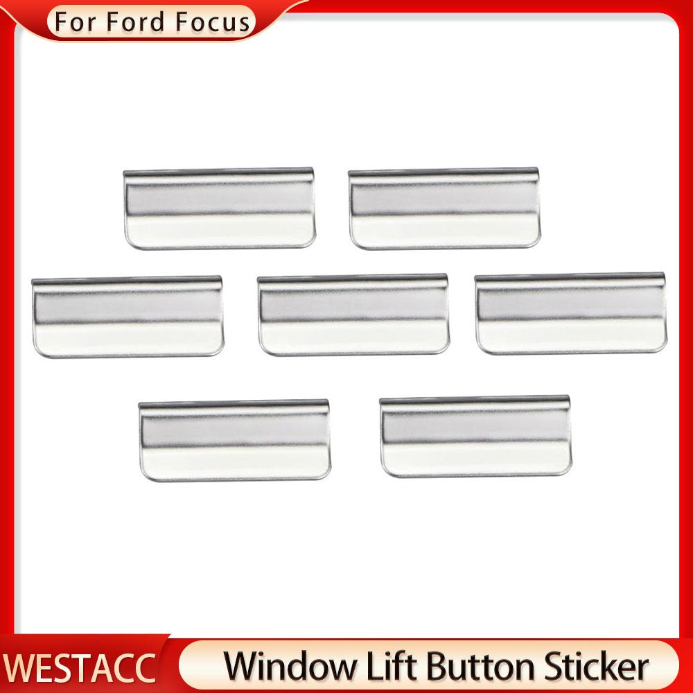 7 Stück/Set ABS Chrom Auto Fensterheber Knopf Pailletten Zieraufkleber für Ford Focus 2 MK2 3 MK3 2005 - 2018