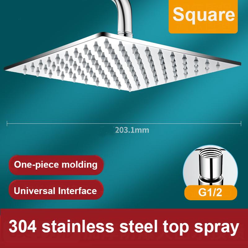 304 Stainless Steel Rain Shower Head High Pressure Round Showerhead With 360° Rotation Pressurized Large Shower Head For Bath