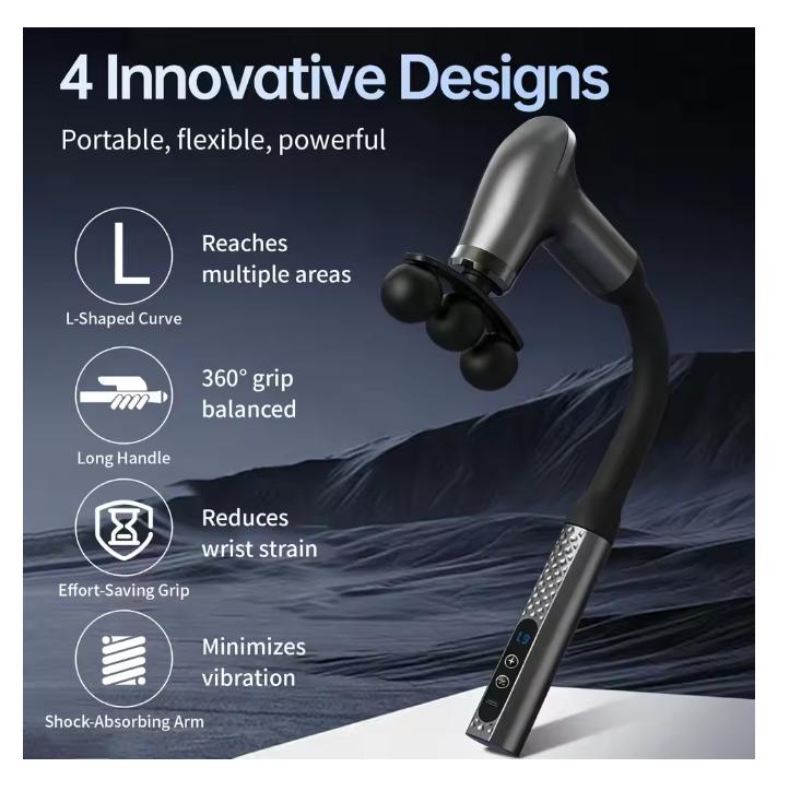 2026 Smart Electric Fascia Gun Rechargeable Handle Bent Long Handle Muscle Relaxation Massager Home Back Muscle Christmas Gift